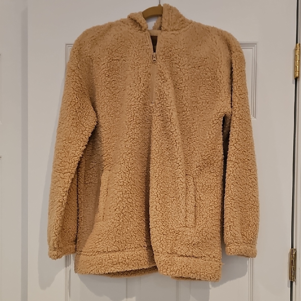 Koolaburra By Ugg Cozy Tan Sherpa Hoodie Pullover, Size Small
